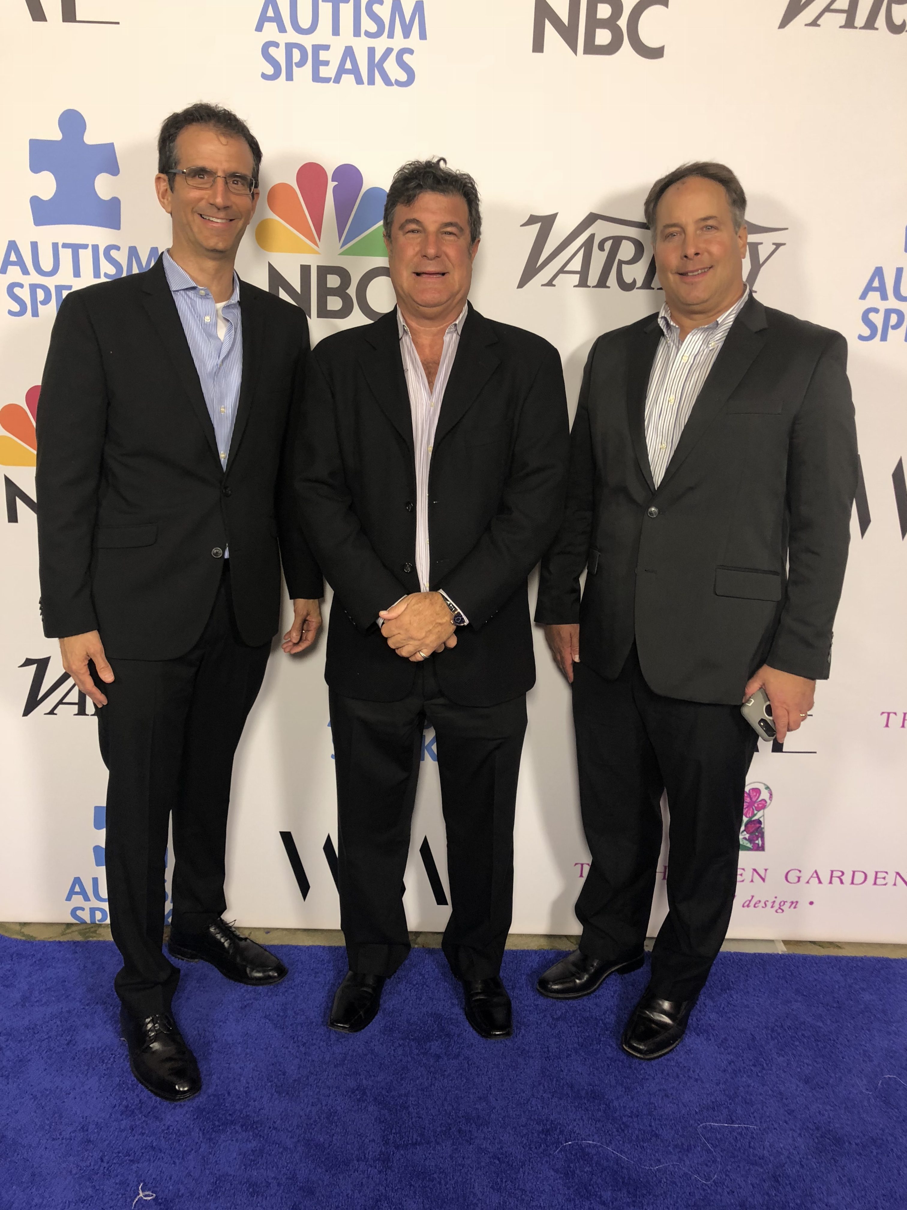 (from left) Rodeo Realty agents Ken Marker, Corey Brown, and Ed Dolce at the 2018 Autism Speaks "Into the Blue" Gala-The Beverly Hills Hotel